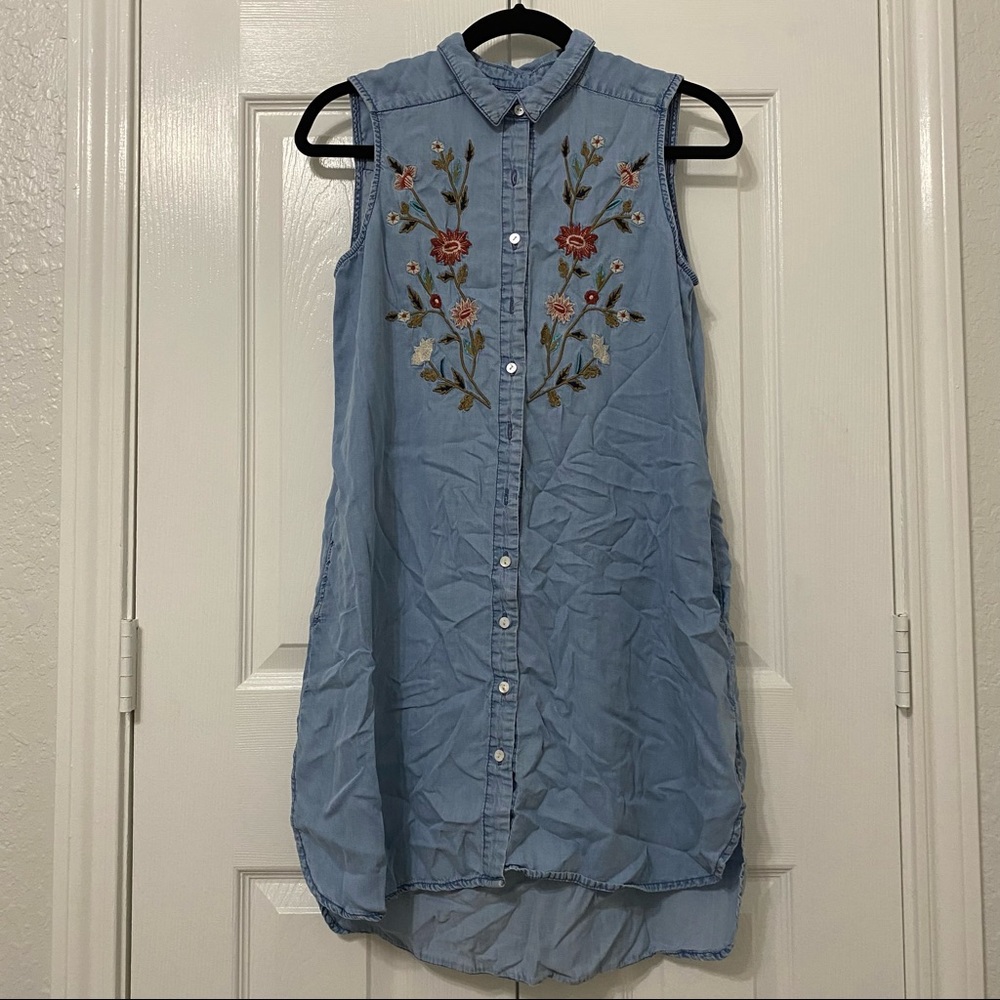 90’s Embroidered Dn Blue Dress Size Small